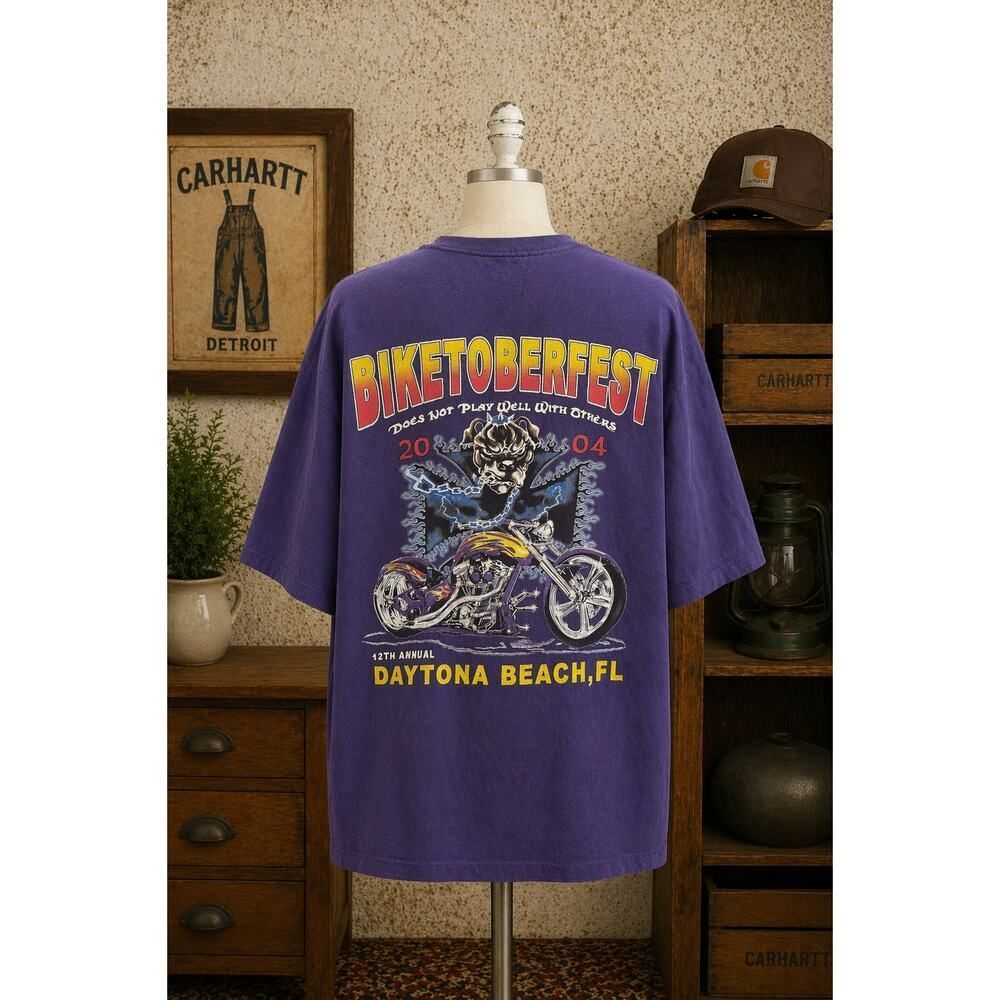 Vintage 2004 Biketoberfest Daytona Beach Motorcycle Tee 2XL XXL